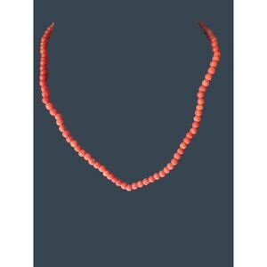 Real Italian Mediterranean Coral Necklace 16” Orange Gold Clasp Sicily